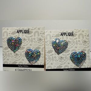 Iron-On Silver Heart Sequin Appliqué Patches NWT
